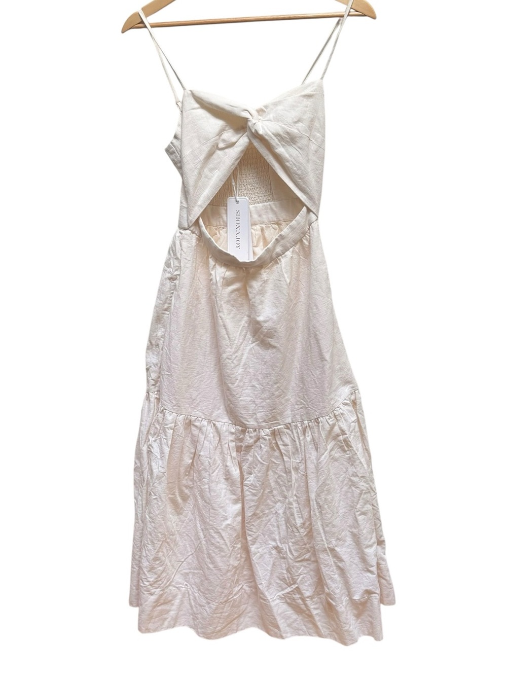 Shona Joy *NEW* Cecilia Twist Bodice Midi Dress in Linen - Picture 8 of 17